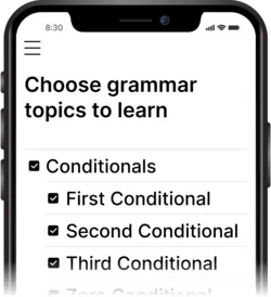 Selecting grammar rules in the {hostName} app